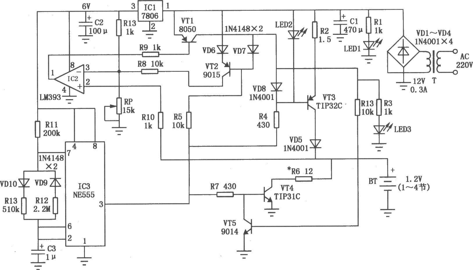 LM393构成的高性价比镍镉电池充电器