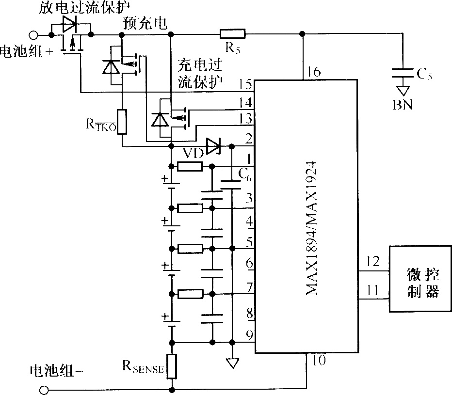 利用MAX1894/MAX1924组成的具有预充电功能的典型应用电路