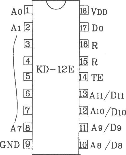 KD-12E/KD-12F构成4096路单一功能遥控发射/接收应用电路图