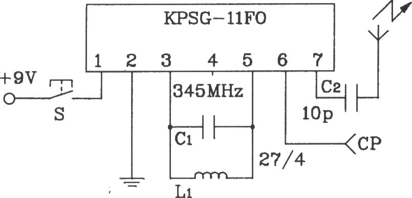 由KPSG-110F0/KPSG-11J0构成单路无线电发射电路图