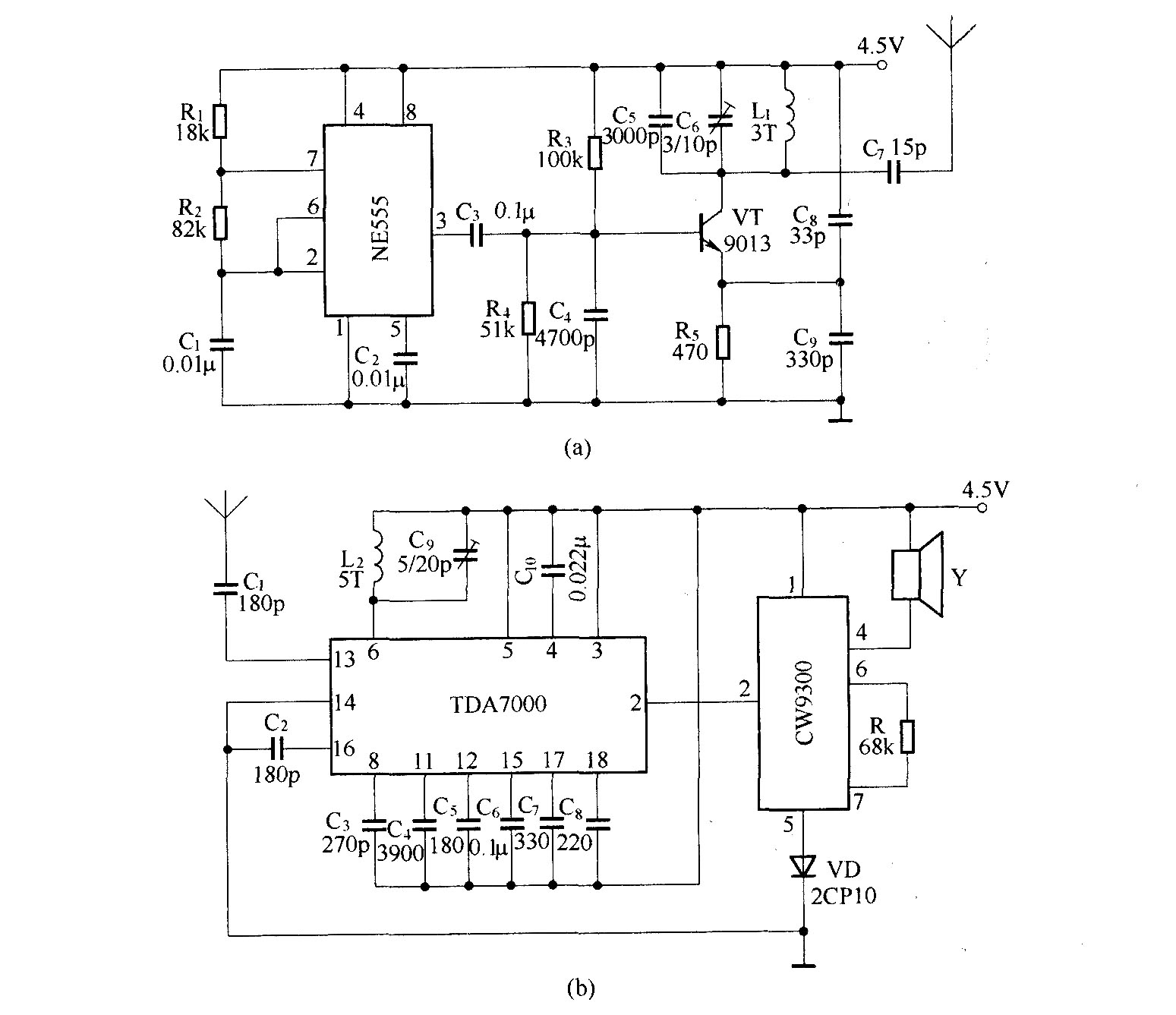 儿童走失警示器(NE555/TDA7000)