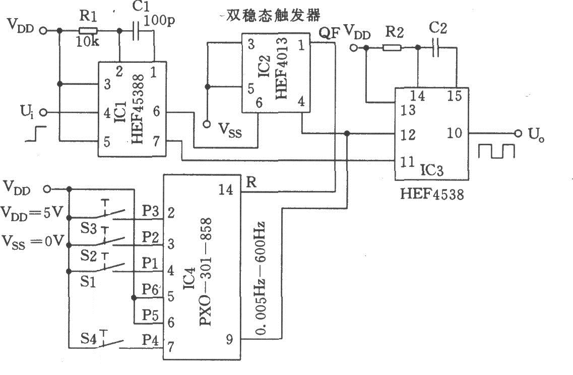 双脉冲发生器(HEF4538)