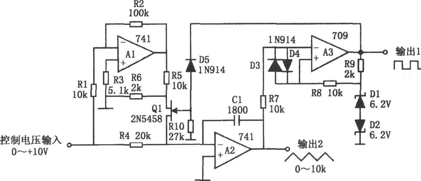 具有三角波和方波输出的压控振荡器
