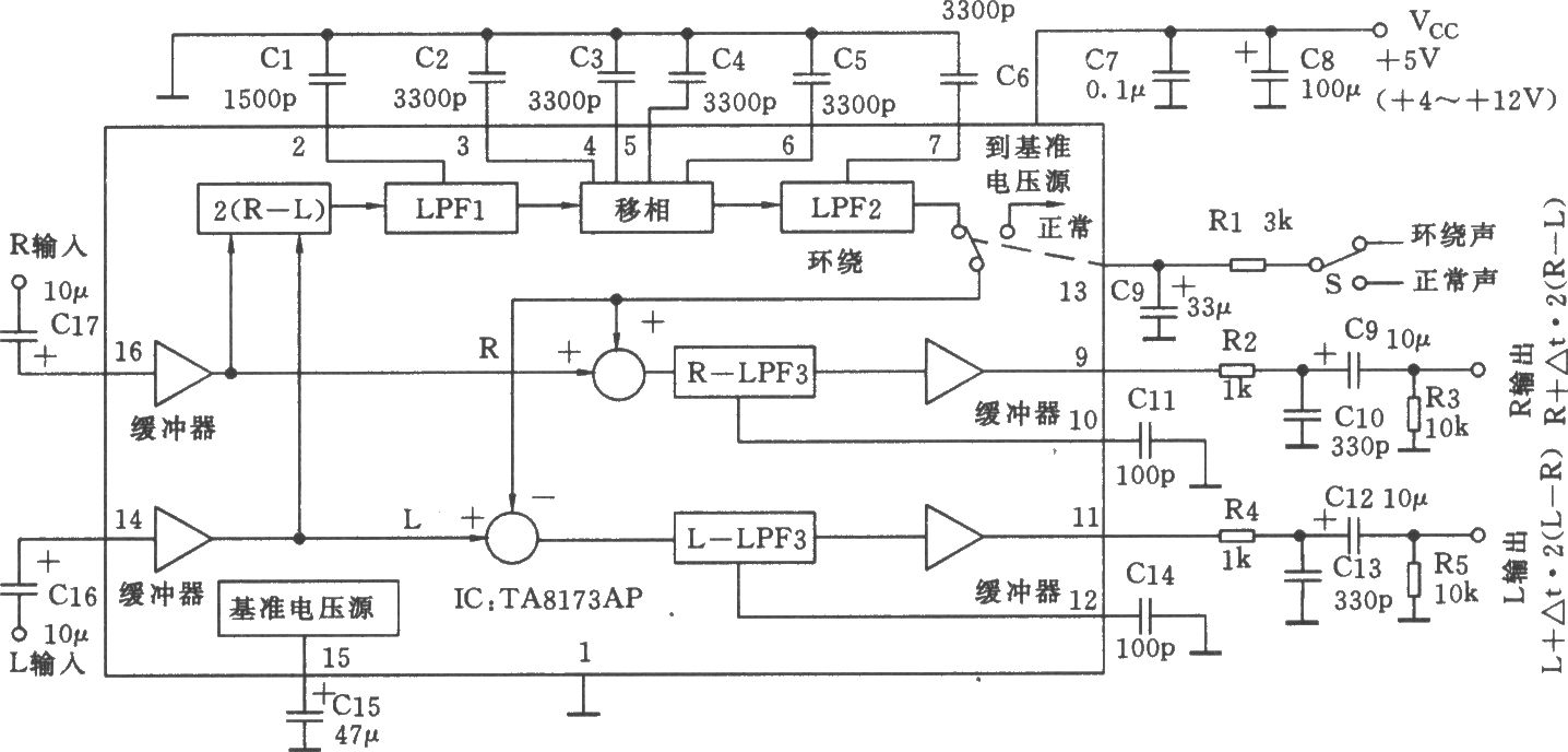 由TA8173AP构成的环绕声产生器