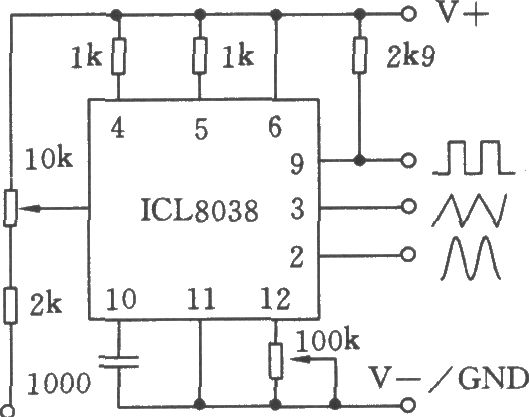 单片精密函数发生器ICL8038应用电路三