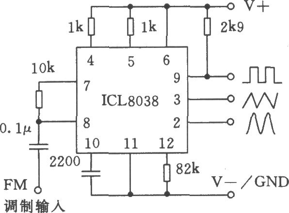 单片精密函数发生器ICL8038应用电路一