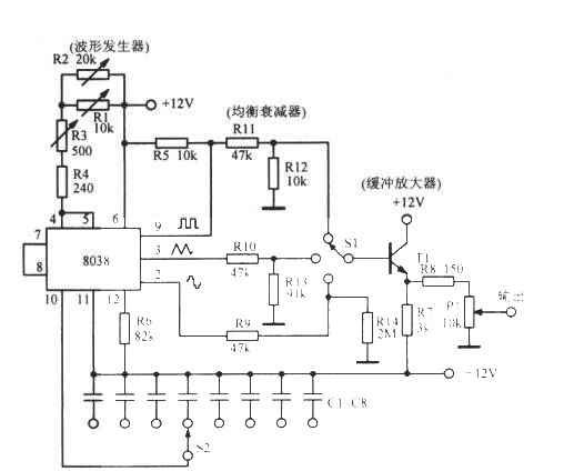 同时产生三种波形函数振荡器