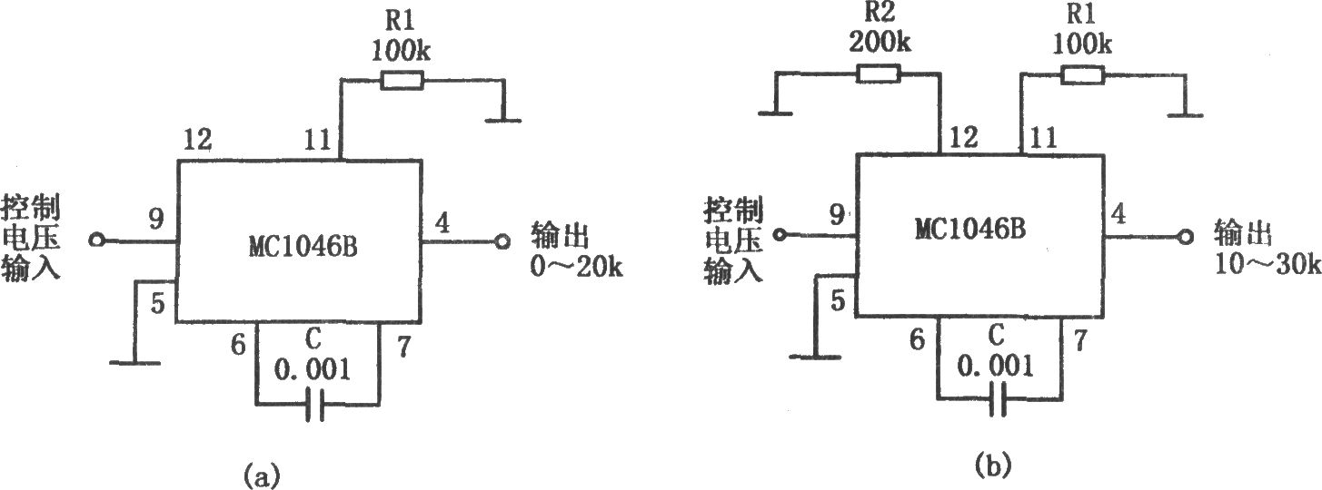 MC1046B构成的压控正弦波振荡器