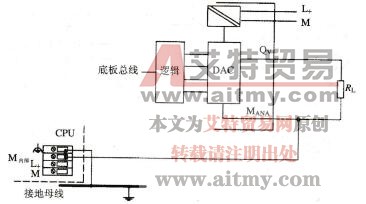不带隔离的模拟量电压输出模块与负载的双线制连接