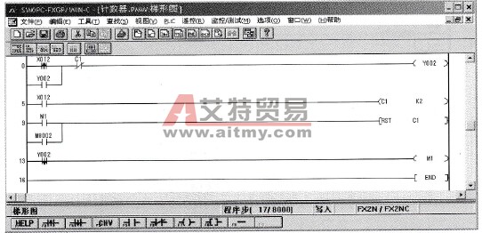 用计数器指令实现单个按钮控制设备起动/停止