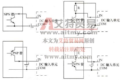 三极管作为开关的PLC输入电路连接图