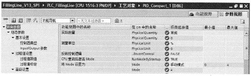 PID_Compact指令的组态编辑器（参数视图）