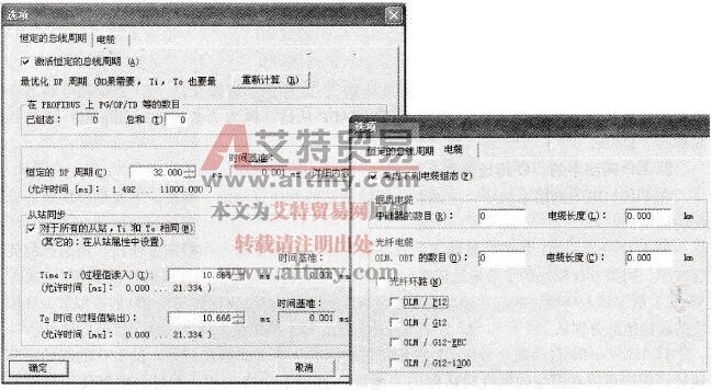 PROFIBUS网络选项对话框