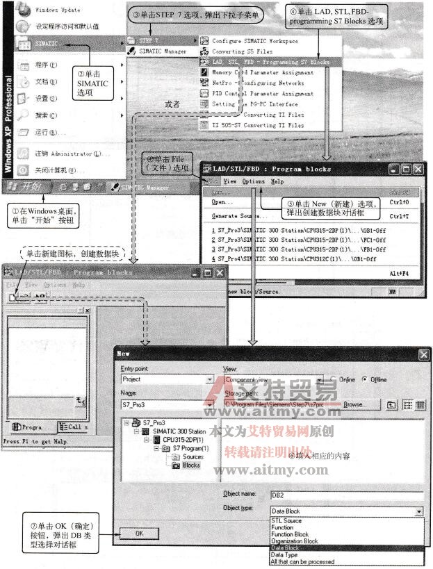  用LAD/STL/FBD S7程序编辑器创建数据块
