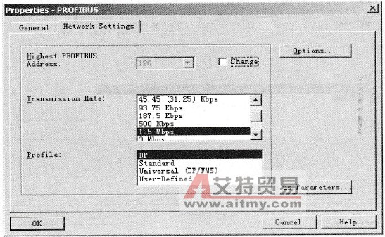 设置PROFIBUS网络参数
