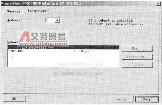 PROFIBUS网络的属性对话框
