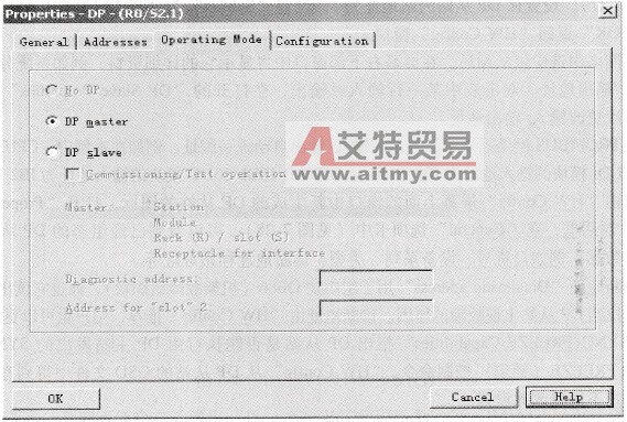 DP属性&ldquo;Operating Mode&rdquo;选项卡界面