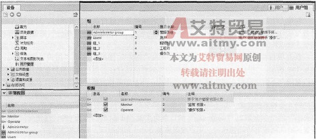 HMI设备中用户组的组态