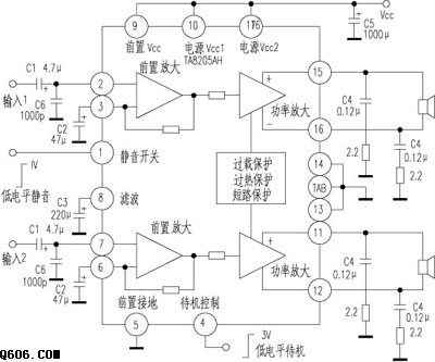 车载功放TA8205AH的应用及代换