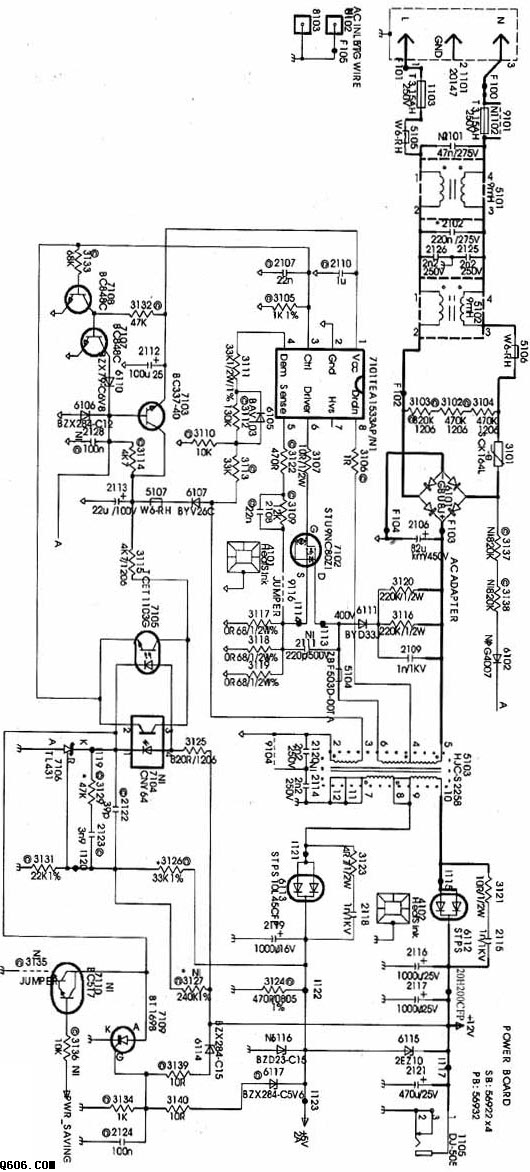 PHILIPS 170B4液晶显示器开关电源电路图