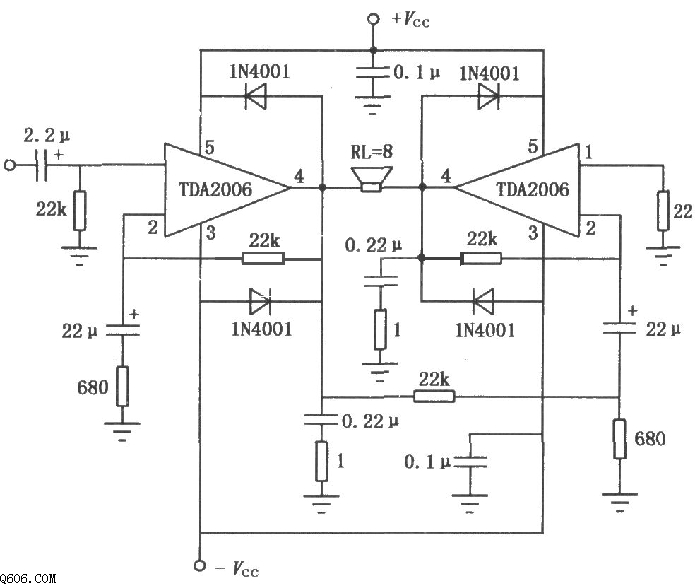 TDA2006功放BTL电路图