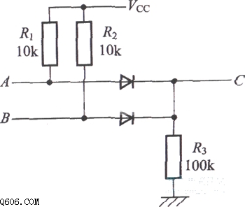 用二极管和电阻构成的OR电路C=A+B