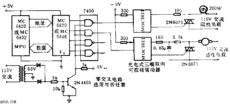 控制交流负载的接口电路图