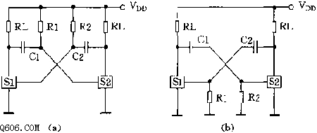 模拟电子开关CC4066组成的振荡器电路图