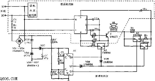 话机铃声自动调节电路图