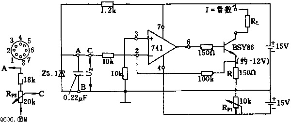 运算放大器和达林顿晶体管的恒流源电路图