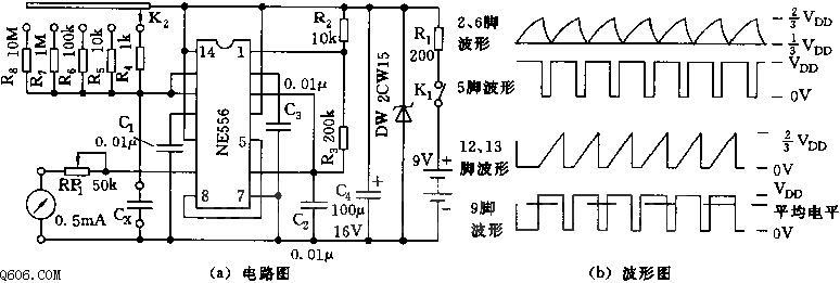 555电容测试仪电路图