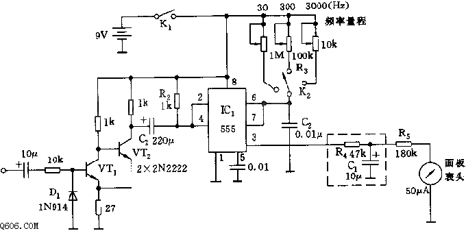 555线性音频频率计电路图