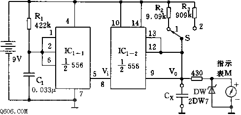 555指针式电子兆欧表电路图