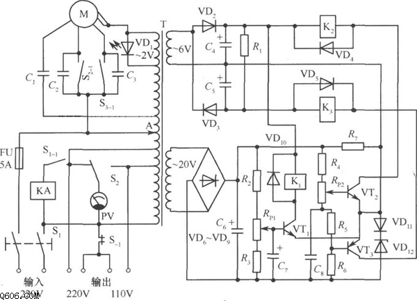 1000w自动调压交流稳压电路图