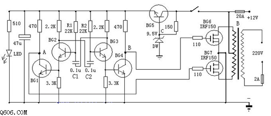 简单的晶体管逆变器电路图