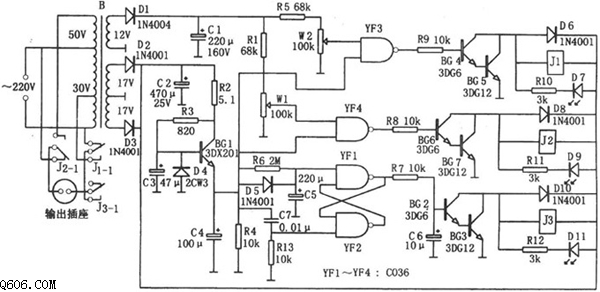 c036构成的多用家用电器保护电路图