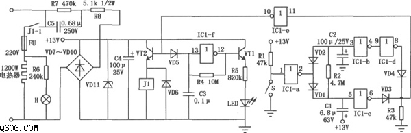 蒸汽熨斗自动保护电路图