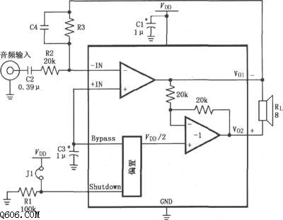 LM4904高增益音频功率放大器电路图