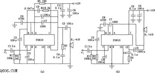 实用的fs810集成功率放大电路图