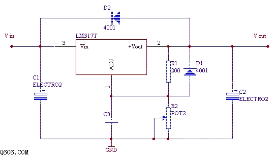 lm317可调集成稳压电路图