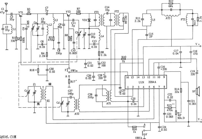 ULN2204A单片收音机电路图