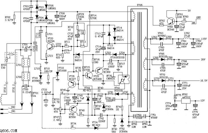 金星两片机电源电路图