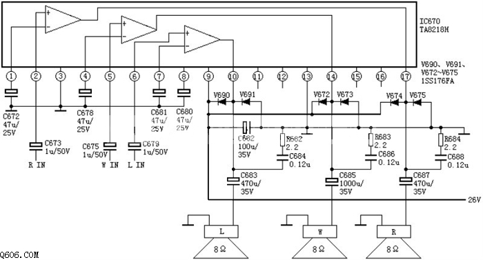 彩电伴音电路图（TA8218AH）