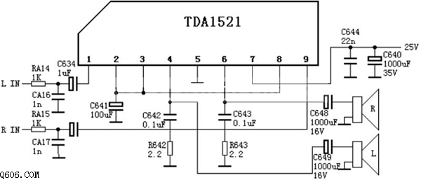彩电伴音电路图（TDA1521）
