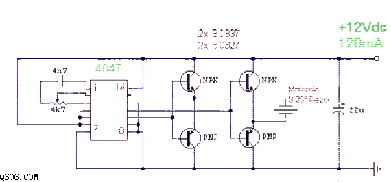 简易超声波驱蚊、虫、蟑螂电路图