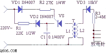 高效开放式负离子发生器电路图
