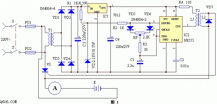 12V到220V蓄电池(组)均适用的充电器电路图