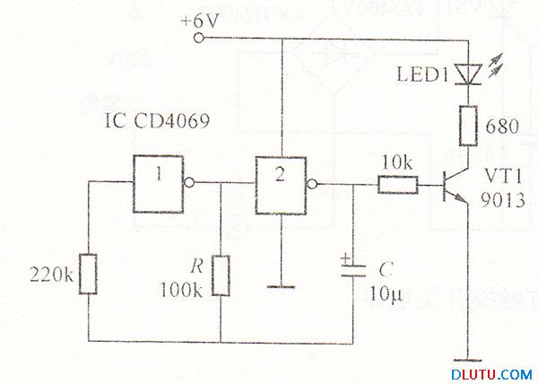 闪烁指示灯电路图