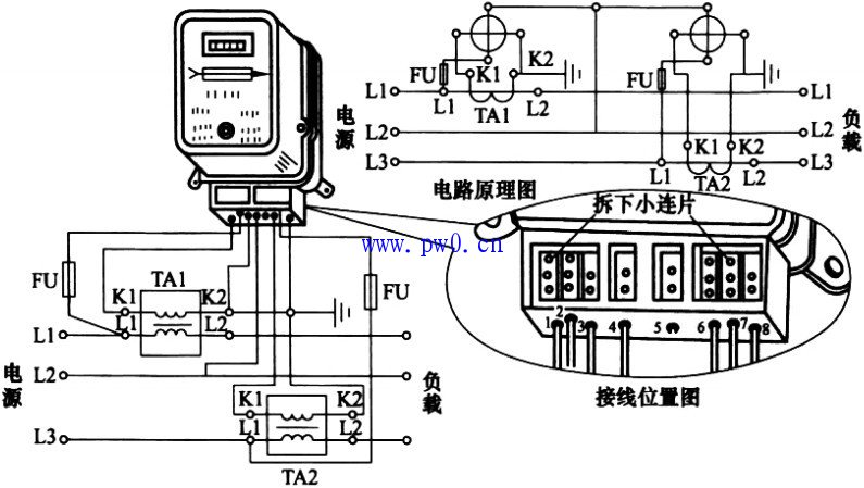 三相三线制电能表接电流互感器的接线方法