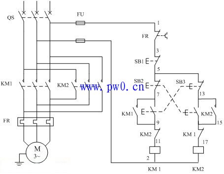 电动机可逆运行控制接线示意图及线路分析